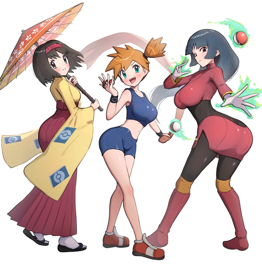 misty, sabrina, and erika (pokemon and 3 more) drawn by gonzarez