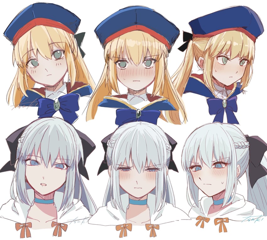 artoria pendragon, morgan le fay, and artoria caster (fate and 1 more) drawn by tsu_ki2