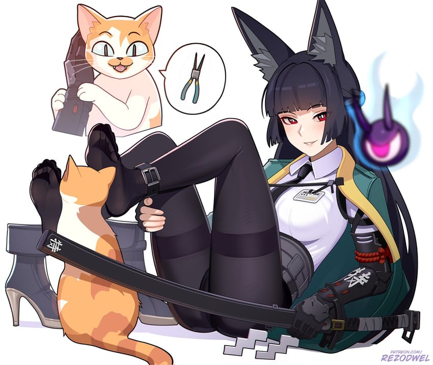 hoshimi miyabi and tailless (zenless zone zero) drawn by rezodwel