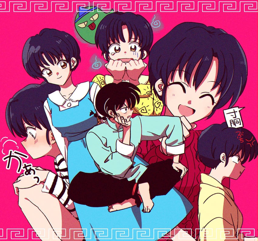 tendou akane and saotome ranma (ranma 1/2) drawn by tamaco9n_e