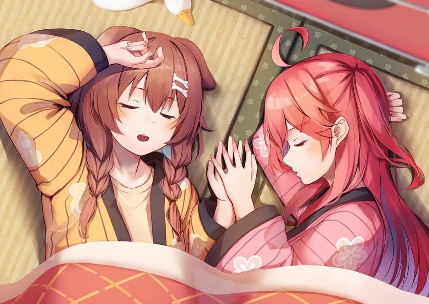 sakura miko, inugami korone, subaru duck, and hoso-inu (hololive) drawn by nyan_(reinyan_007)