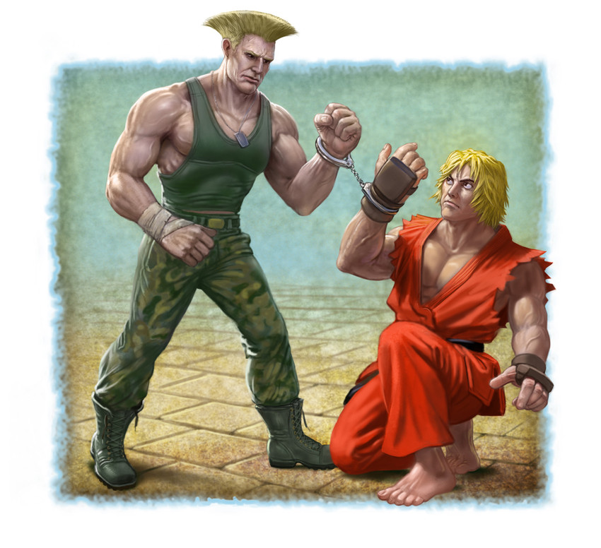 ken masters and guile (street fighter and 1 more) drawn by mick_mcginty