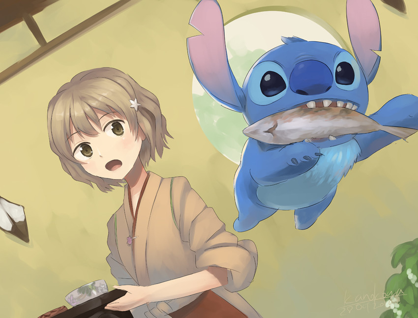 matsumae ohana and stitch (hanasaku iroha and 1 more) drawn by kanokoga