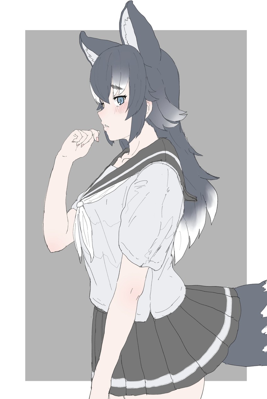 grey wolf (kemono friends and 1 more) drawn by yarennoka_98