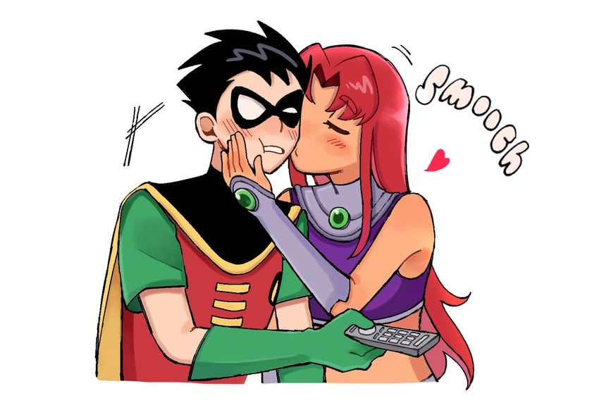 starfire and robin (dc comics and 1 more) drawn by samsunei