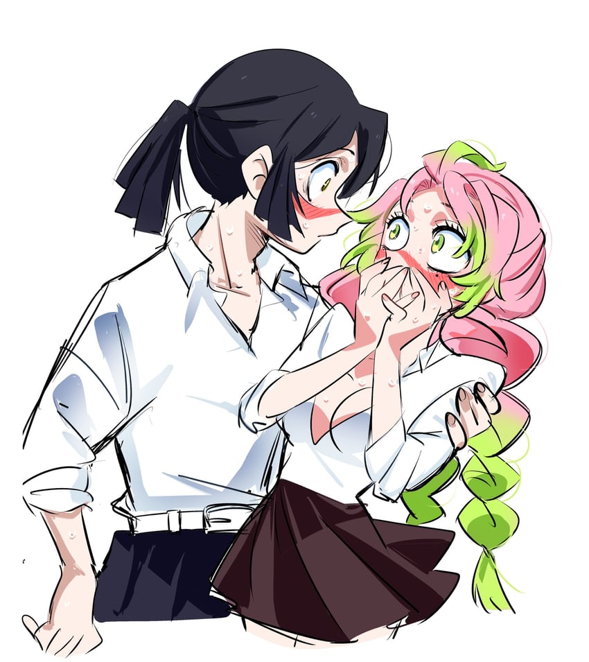 kanroji mitsuri and iguro obanai (kimetsu no yaiba) drawn by soyeonp19