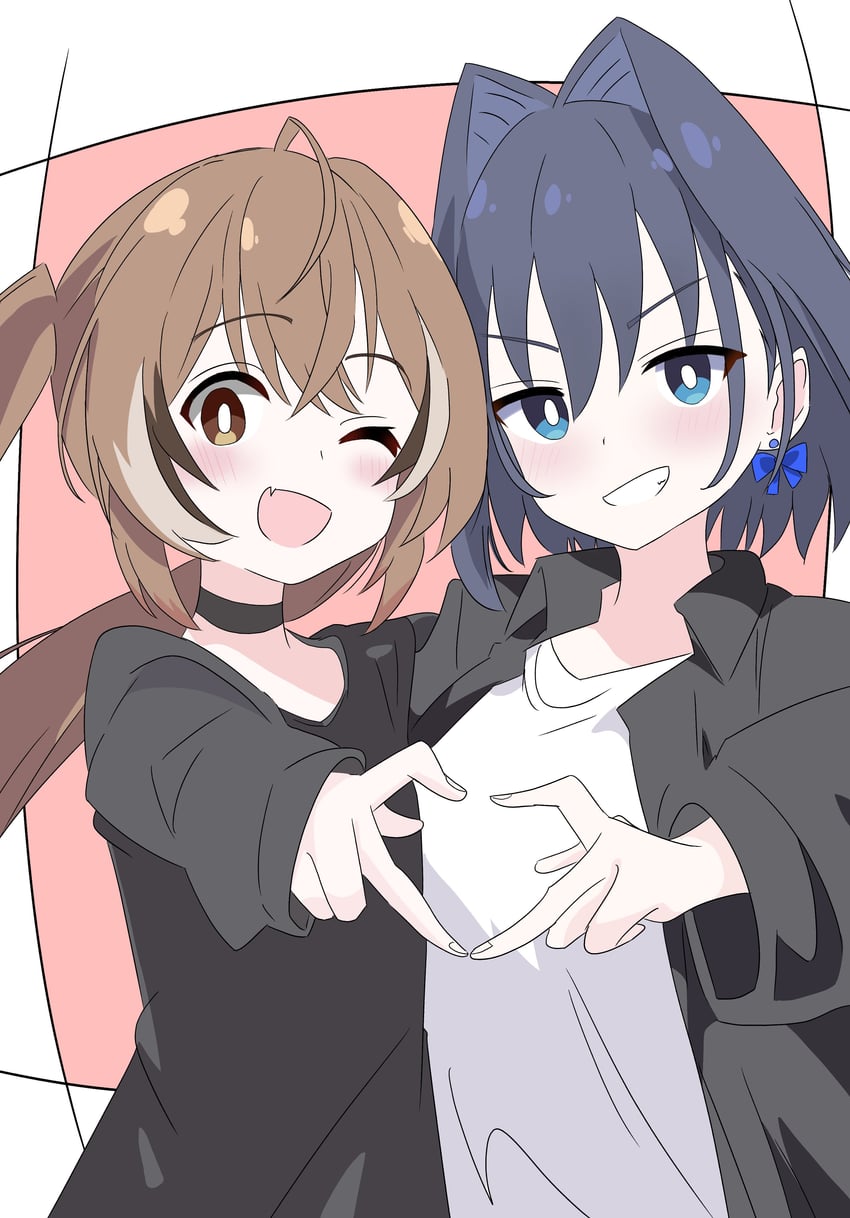 ouro kronii and nanashi mumei (hololive and 1 more) drawn by nose_(155cm042kg)
