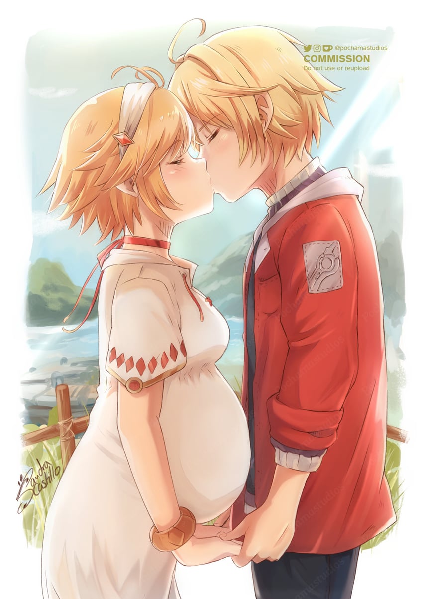 shulk and fiora (xenoblade chronicles and 1 more) drawn by pochamastudios