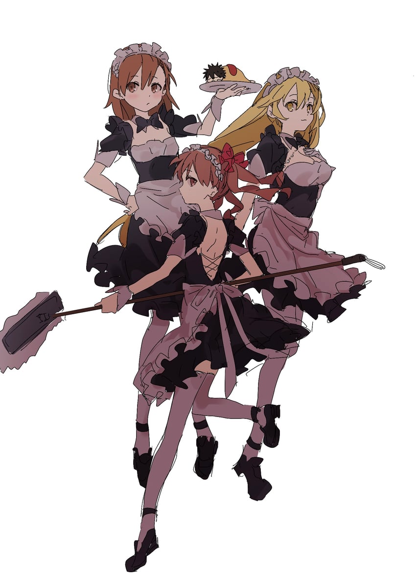 misaka mikoto, shirai kuroko, shokuhou misaki, and kamijou touma (toaru majutsu no index and 2 more) drawn by if959u