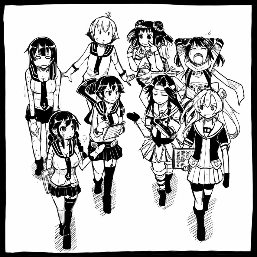 sendai, naka, jintsuu, sendai kai ni, yahagi, and 7 more (kantai collection) drawn by sakazaki_freddy