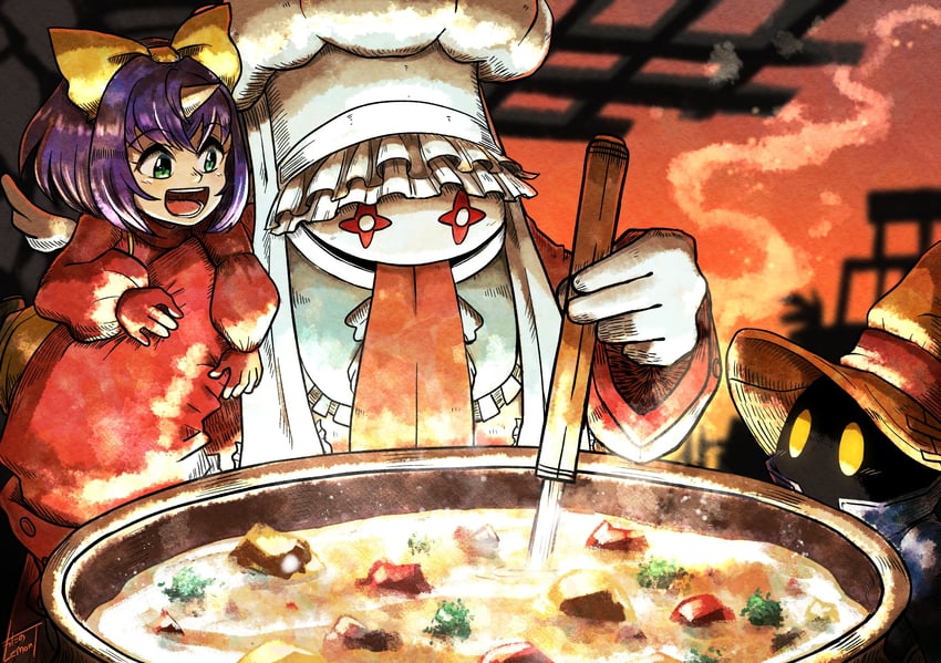 black mage, vivi ornitier, eiko carol, and quina quen (final fantasy and 1 more) drawn by watawata22
