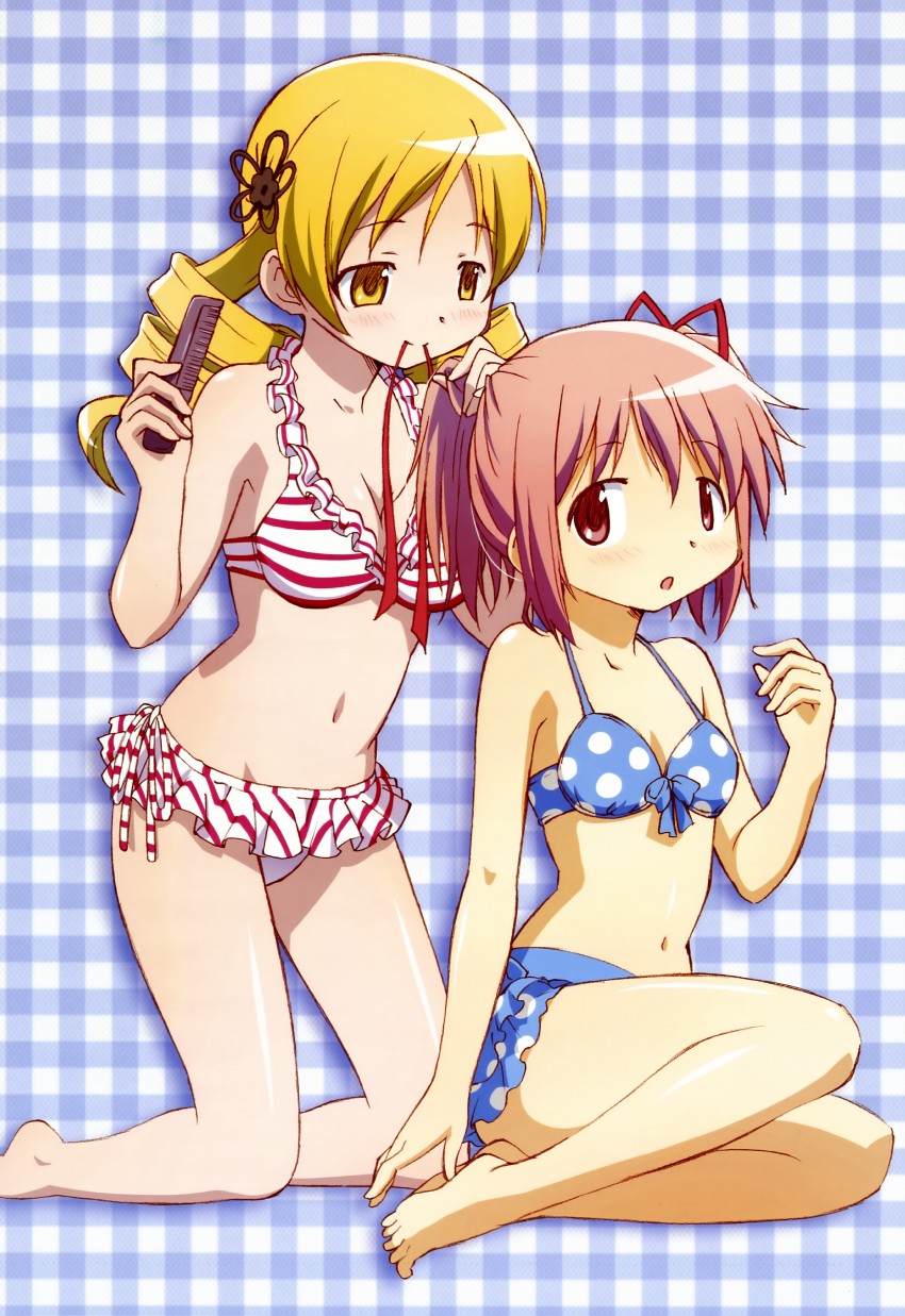 kaname madoka and tomoe mami (mahou shoujo madoka magica and 1 more) drawn by shiotsuki_kazuya