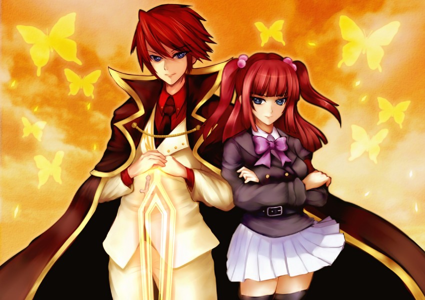 ushiromiya battler and ushiromiya ange (umineko no naku koro ni) drawn by greave_(asterism)