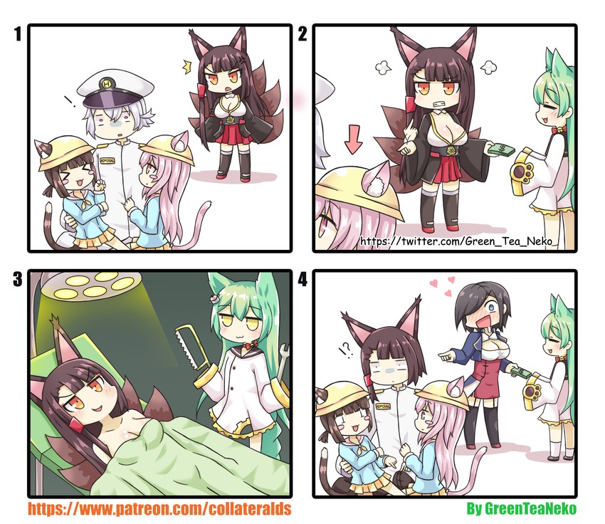 commander, akagi, akashi, graf zeppelin, kisaragi, and 2 more (azur lane) drawn by greenteaneko