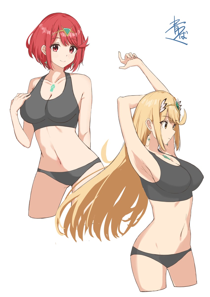 pyra and mythra (xenoblade chronicles and 1 more) drawn by aotsuba