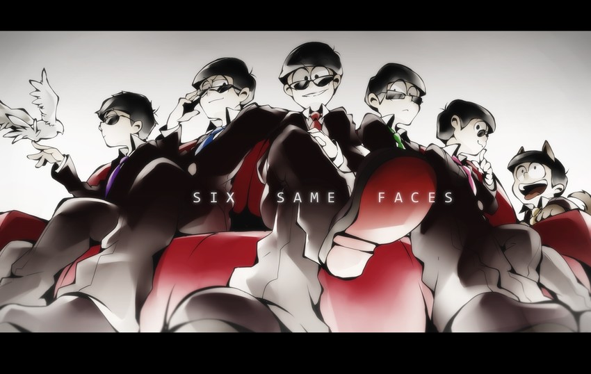 matsuno osomatsu, matsuno karamatsu, matsuno ichimatsu, matsuno jyushimatsu, matsuno choromatsu, and 1 more (osomatsu and 2 more) drawn by dossei