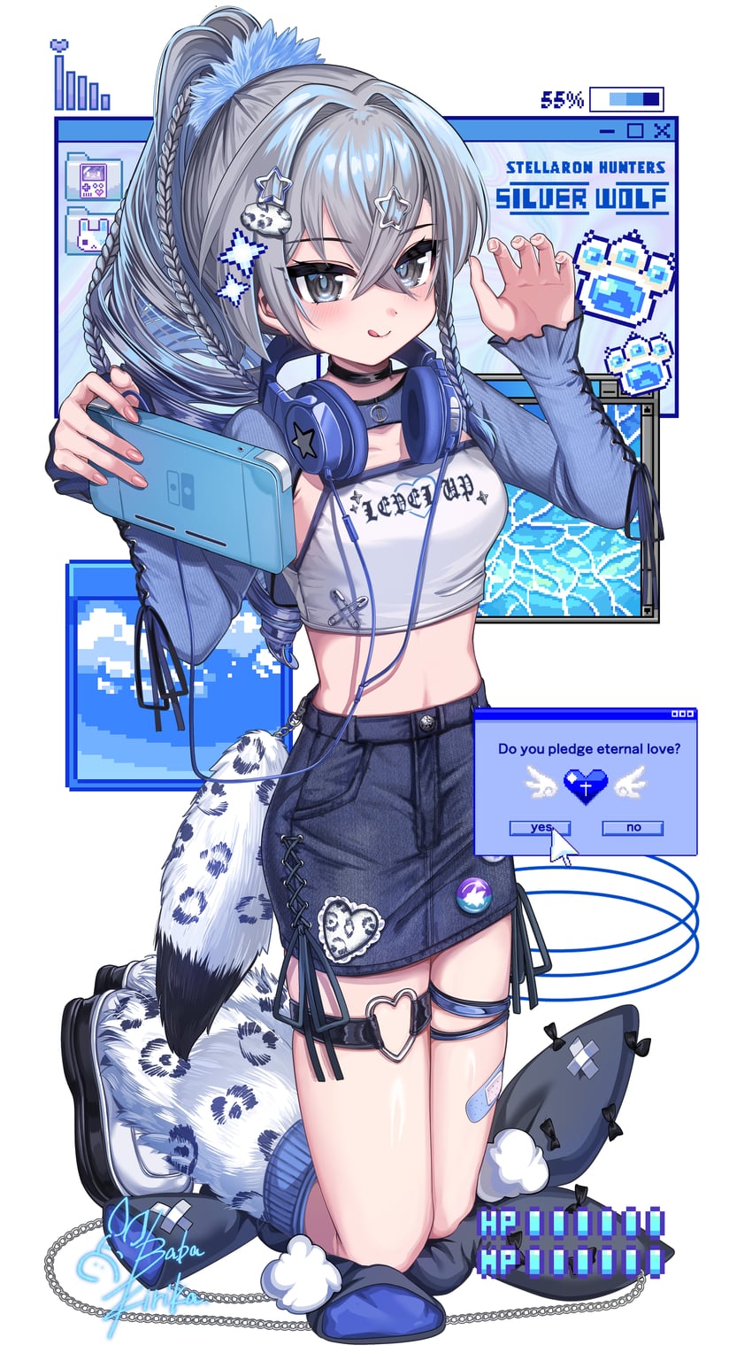 silver wolf (honkai and 1 more) drawn by baba_kirika