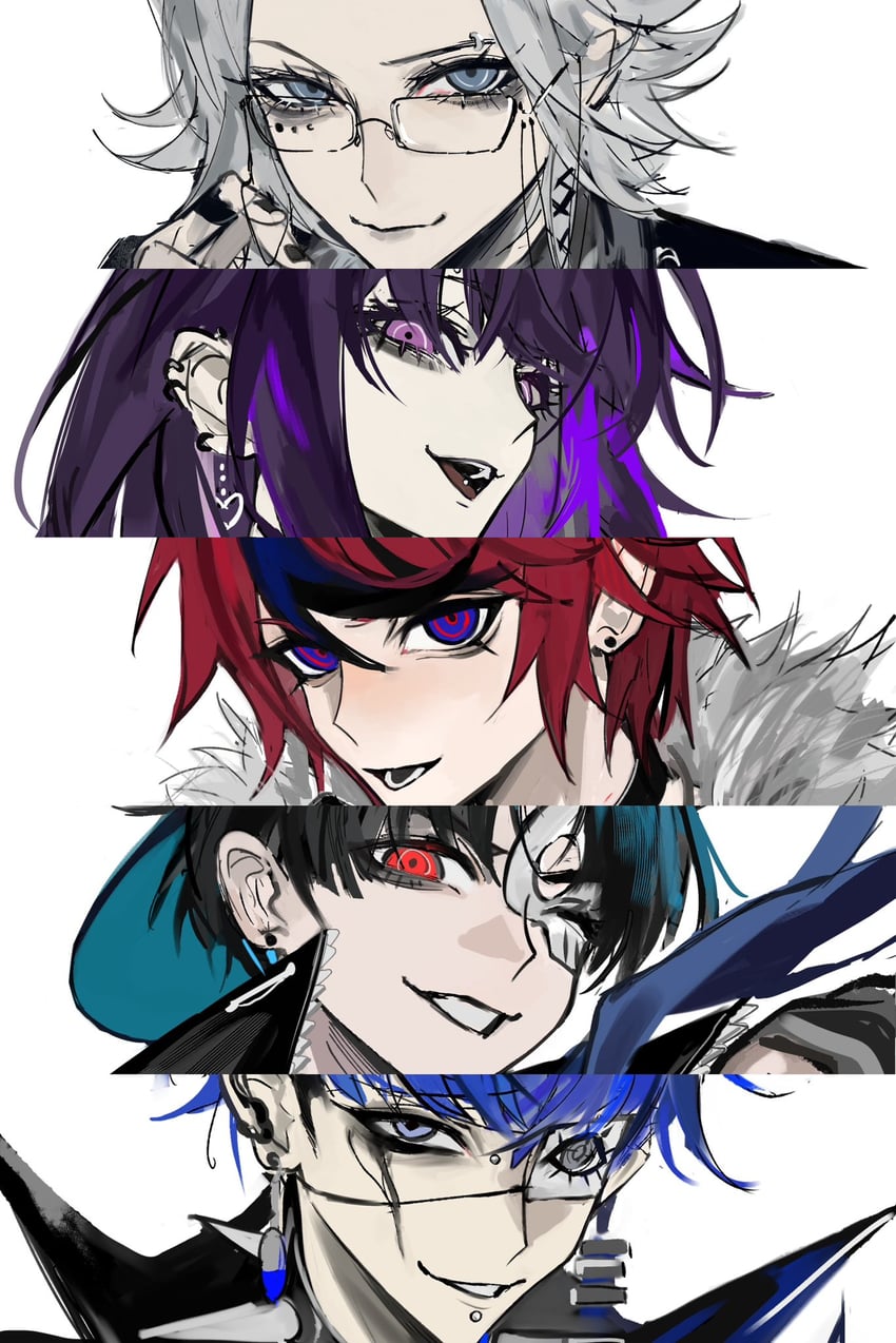 sumino takumi, aotsuki eito, omokage yugamu, tsukumo ima, and maruko gaku (the hundred line -last defense academy-) drawn by binxngchng1