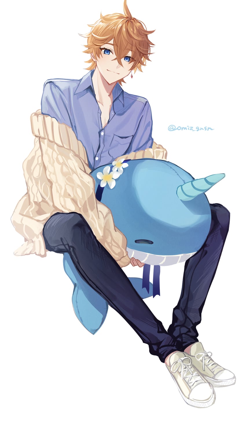 tartaglia (genshin impact) drawn by miz_(mi)