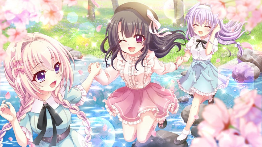 shiratori amaha, ichikishima mizuha, and hokaze kanade (re:stage!) drawn by izumi_tsubasu