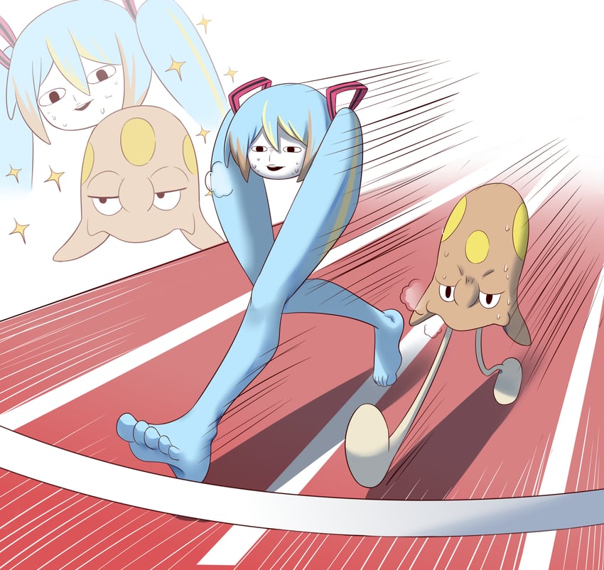 hatsune miku, shiteyan'yo, and toedscool (pokemon and 1 more) drawn by zhen_xionggui
