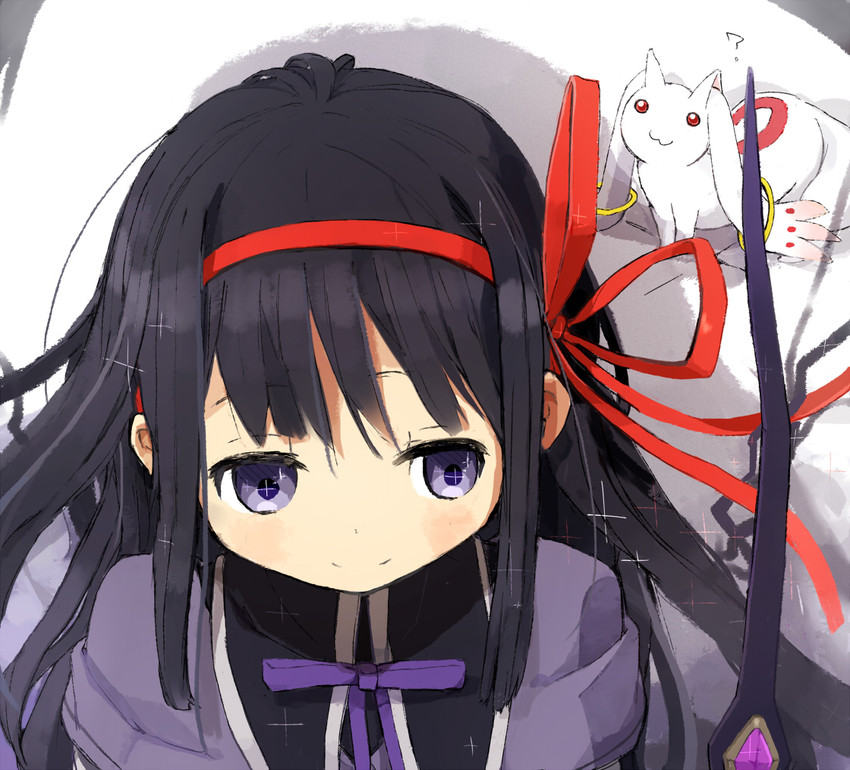 akemi homura and kyubey (mahou shoujo madoka magica) drawn by nasuna