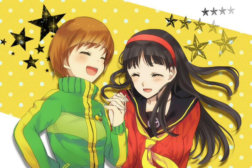satonaka chie and amagi yukiko (persona and 1 more) drawn by okra_boom