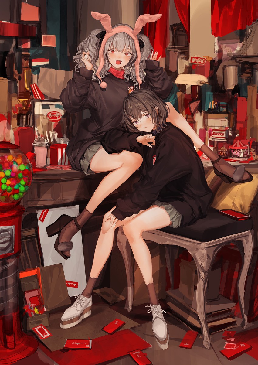 ichijou riana and kankunen yua (lavender quartz) drawn by lm7_(op-center)