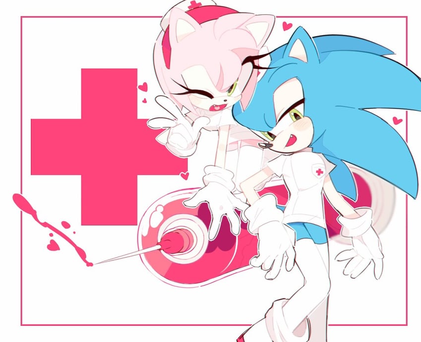 sonic the hedgehog and amy rose (sonic) drawn by ze090