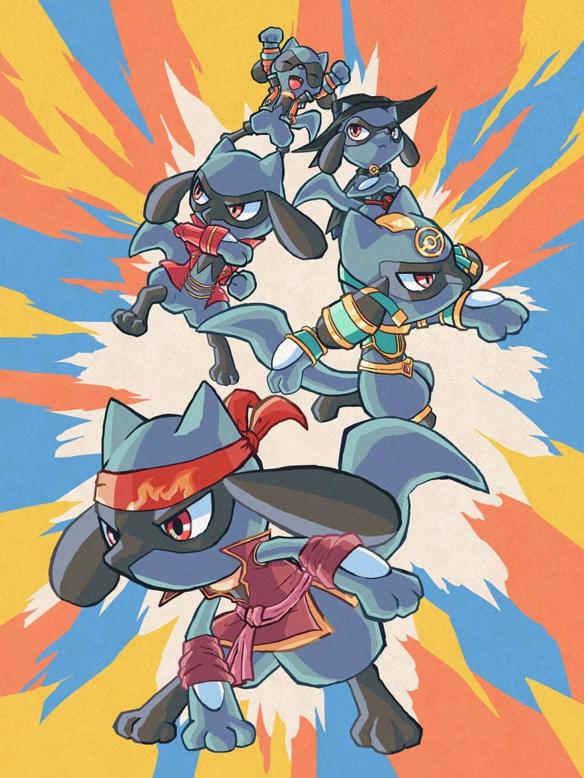 lucario and riolu (pokemon and 1 more) drawn by debudebumetabo