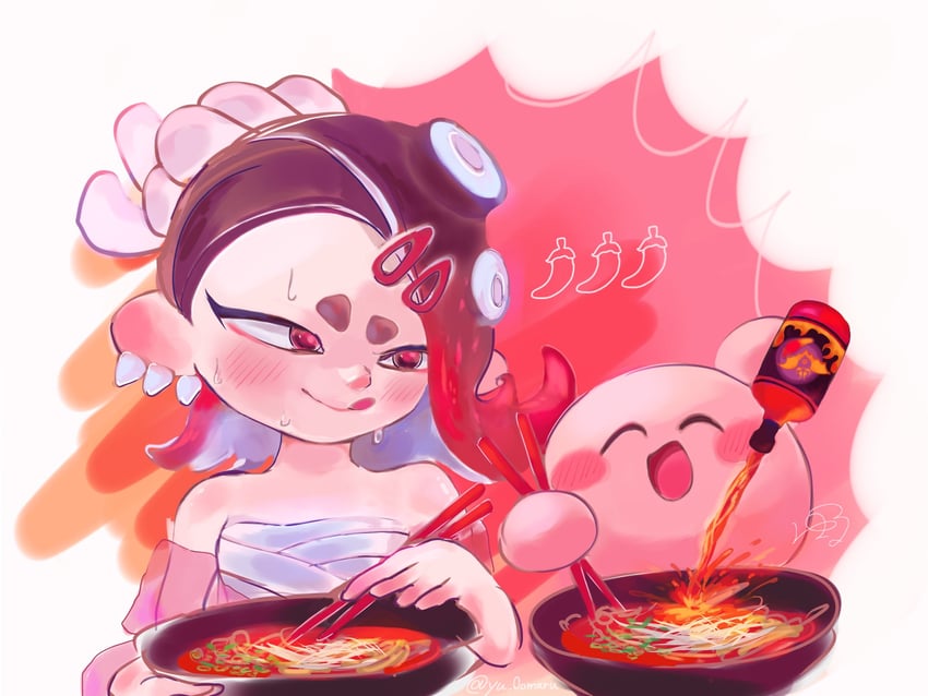 kirby and shiver (splatoon and 3 more) drawn by yu_0omaru