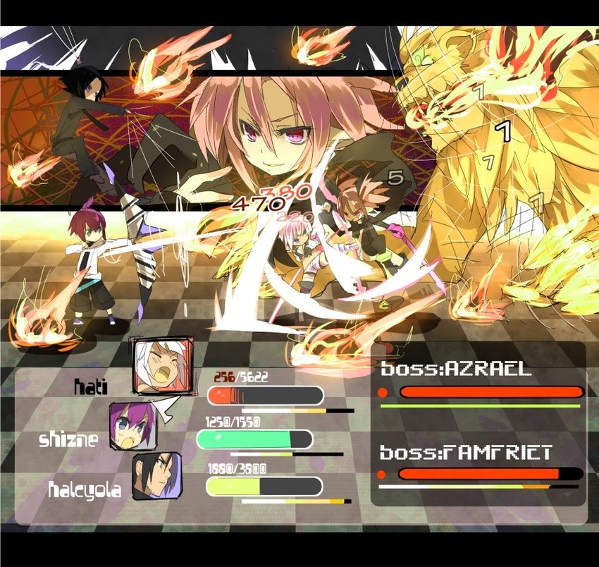 hati, azrael, shizune tsukinoha, and famfrit (original) drawn by shirow_(crazy)