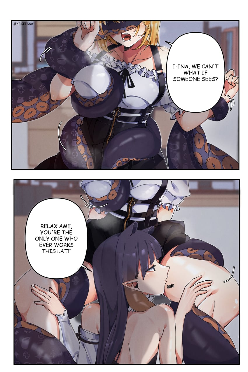 ninomae ina'nis and watson amelia (hololive and 1 more) drawn by keisea
