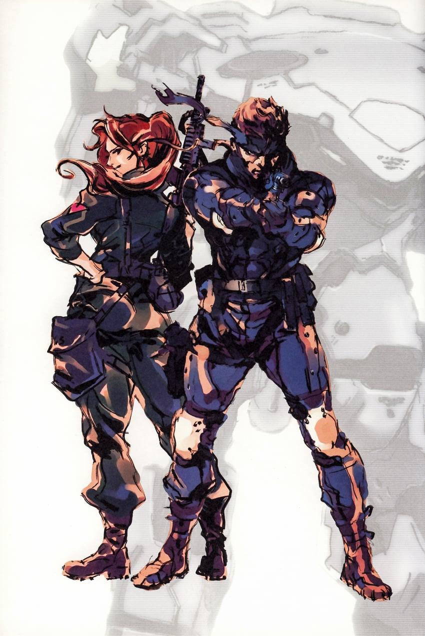 solid snake and chris jenner (metal gear and 1 more) drawn by shinkawa_youji