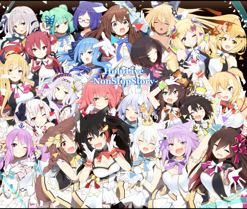houshou marine, shirakami fubuki, hoshimachi suisei, usada pekora, nekomata okayu, and 20 more (hololive) drawn by nejime