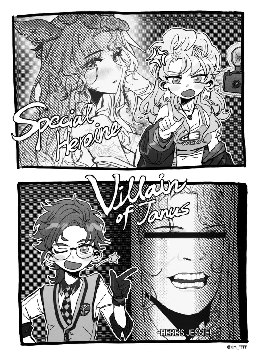 jessica, blonney, and horropedia (reverse:1999 and 1 more) drawn by kim_ffff