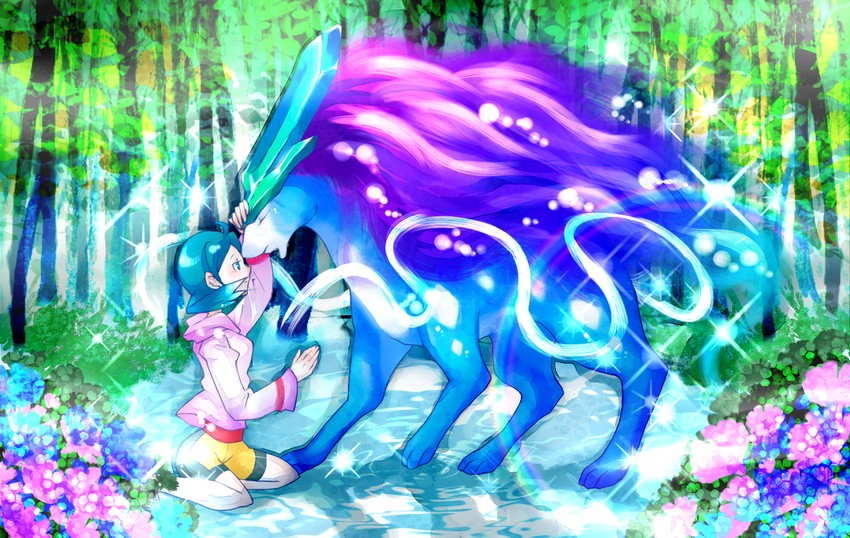 kris and suicune (pokemon and 1 more) drawn by hachimaru_(ediciusa)