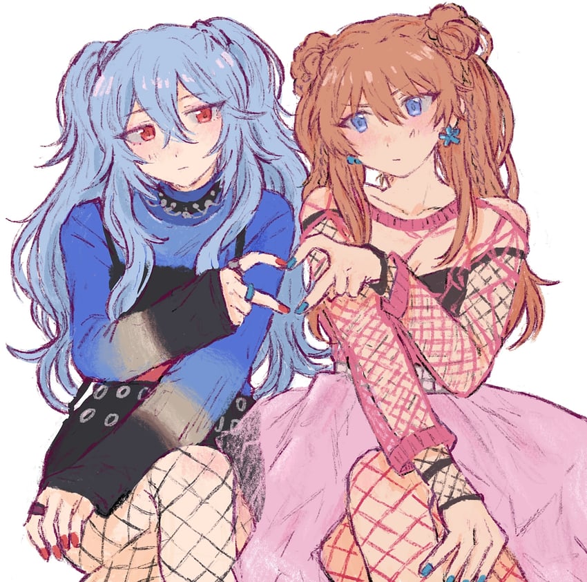 souryuu asuka langley and ayanami rei (neon genesis evangelion) drawn by sana5353