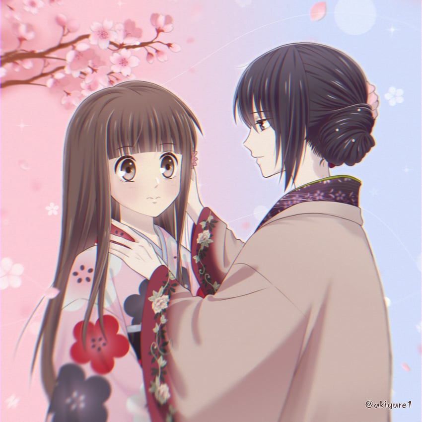 honda tohru and sohma akito (fruits basket) drawn by akigure1