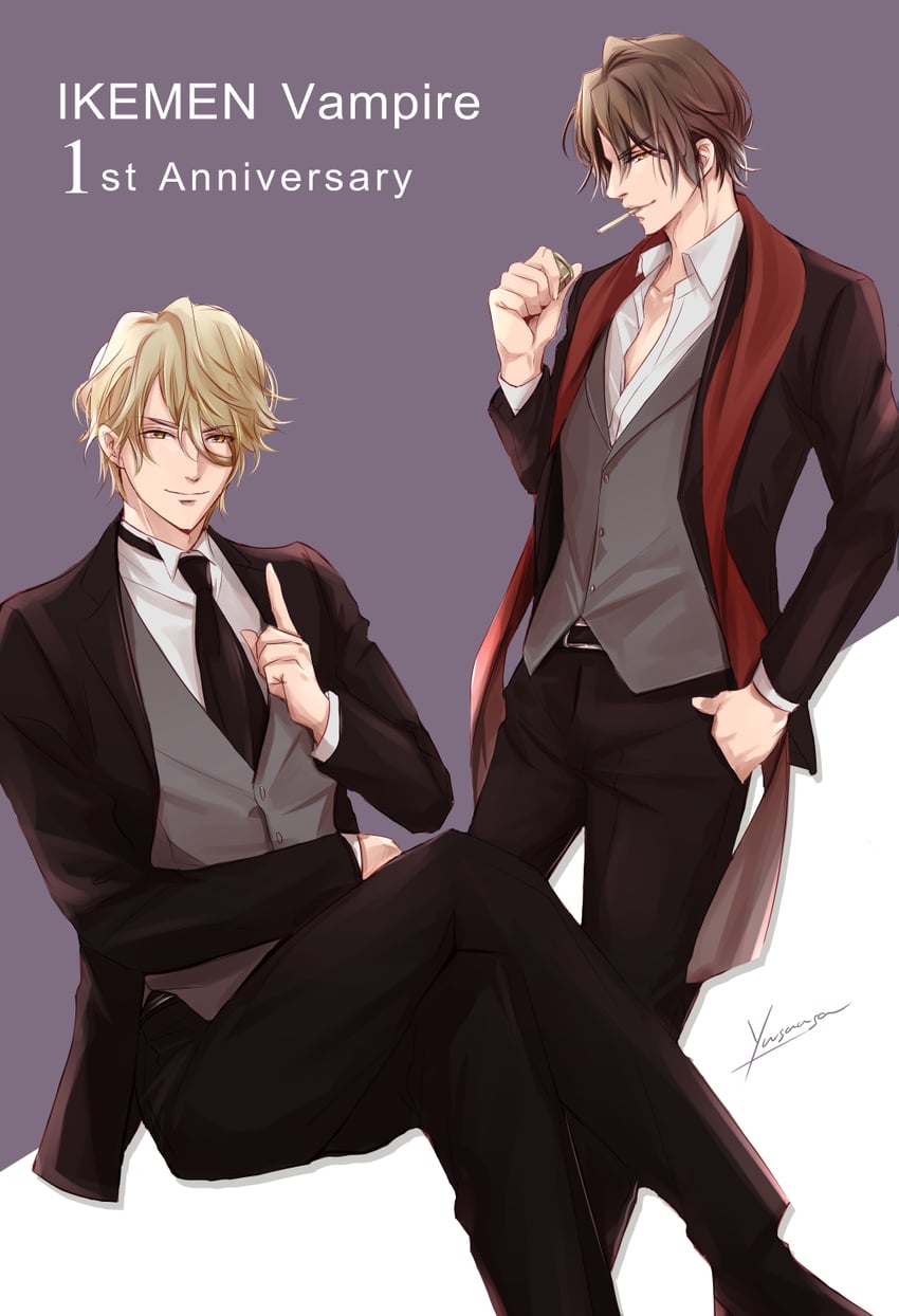 leonardo da vinci and comte de saint-germain (ikemen vampire) drawn by yusa_t