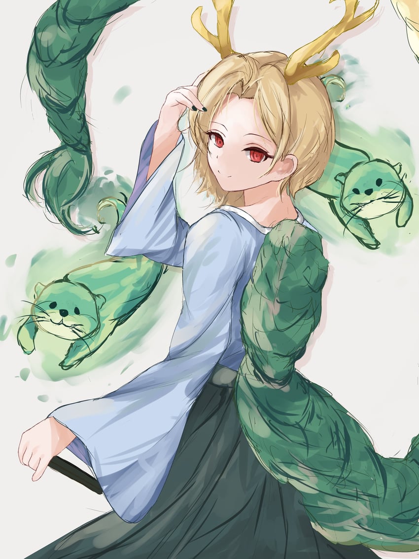 kicchou yachie and otter spirit (touhou) drawn by orchid_(orukido)