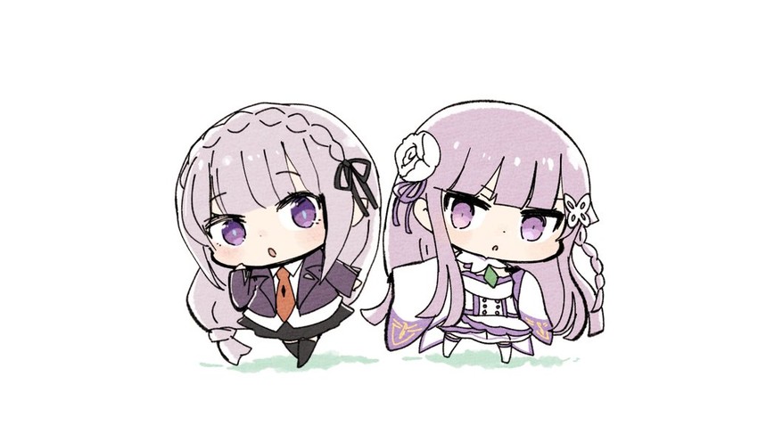 kirigiri kyoko and emilia (danganronpa and 2 more) drawn by tyokamaru