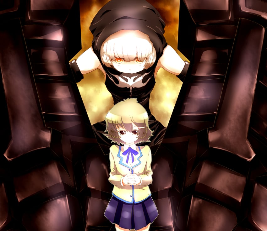 strength and koutari yuu (black rock shooter) drawn by choco_chip_(ekitai_idou)