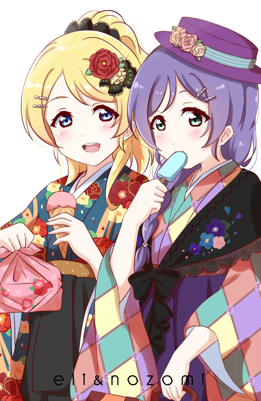 tojo nozomi and ayase eli (love live! and 2 more) drawn by momoold