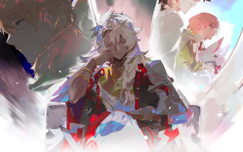 mash kyrielight, fujimaru ritsuka, fou, romani archaman, and solomon (fate and 1 more) drawn by fui_(fui29493452)