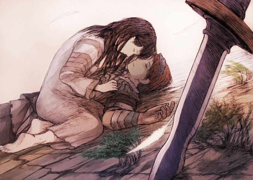 wander and mono (shadow of the colossus) drawn by maeka_(kumaekake)