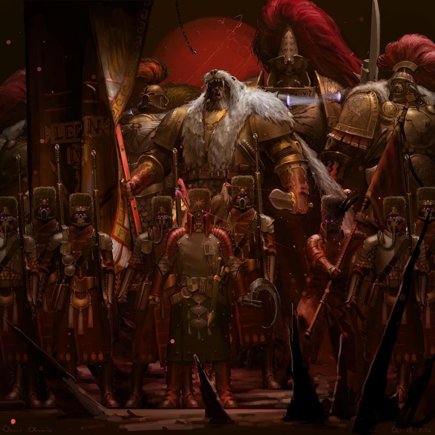 astra militarum, adeptus custodes, and thunder warriors (warhammer 40k) drawn by o8o8das