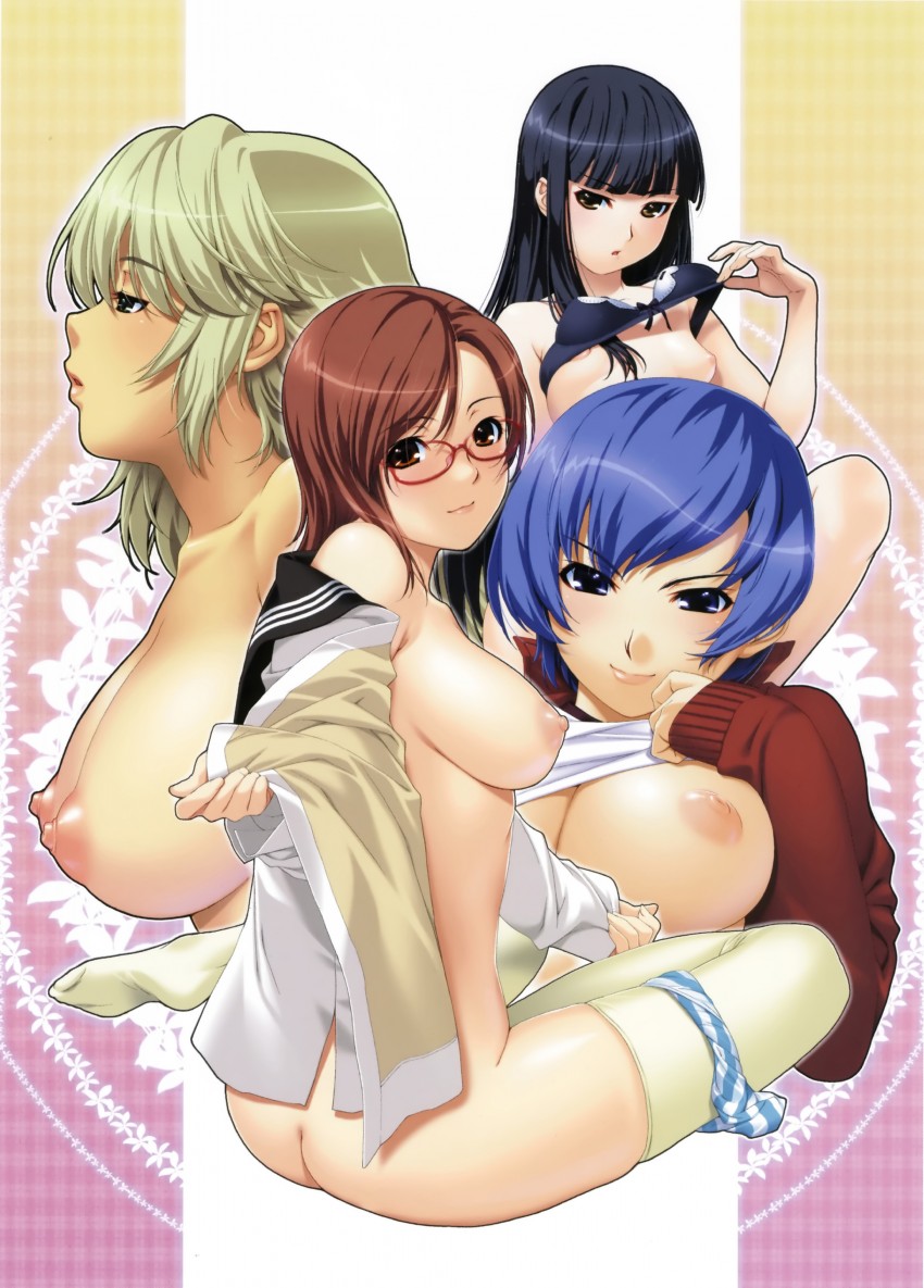 morishige misora, tazawa akira, matsuo chikako, and tsubakiyama kiyoki (niizuma wa serafuku) drawn by ino_(magloid)