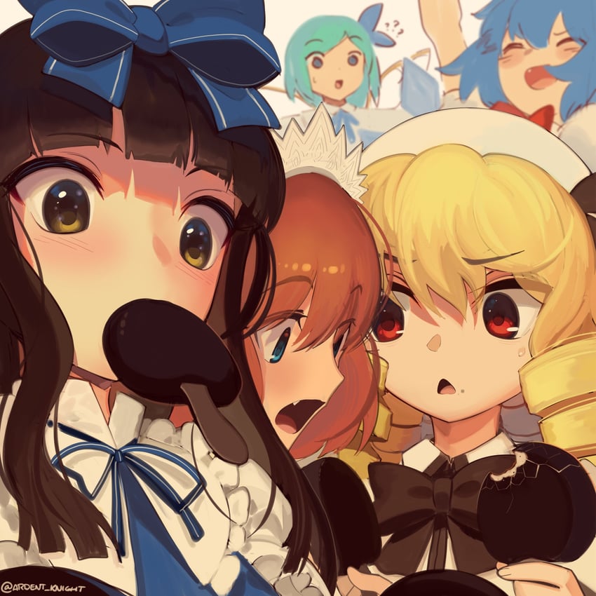 cirno, daiyousei, star sapphire, luna child, and sunny milk (touhou) drawn by boa_(brianoa)