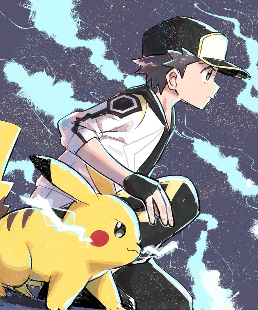 pikachu and red (pokemon and 1 more) drawn by pumpkinpan